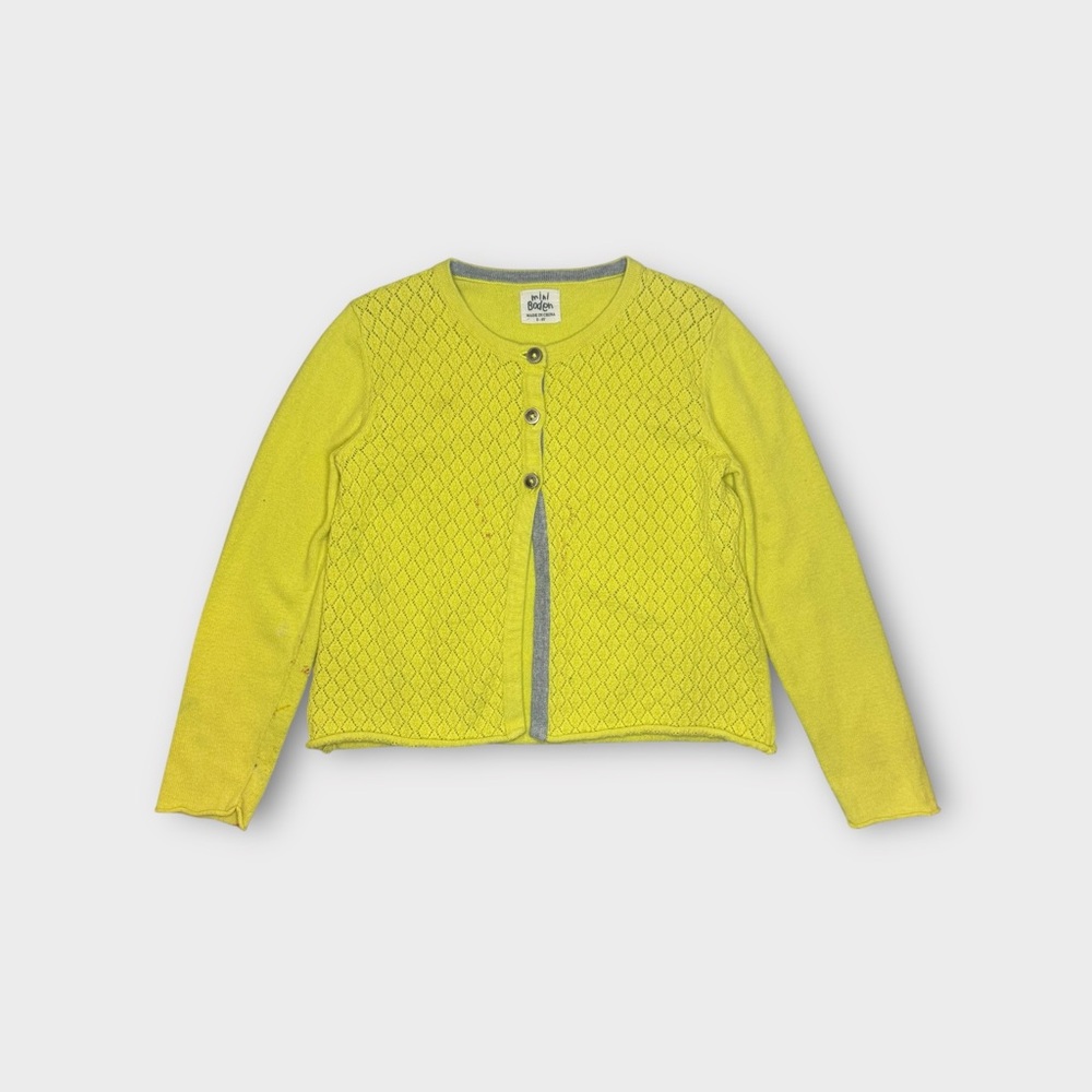 Mini Boden Vintage Cashmere Blend Yellow Knit Cardigan
